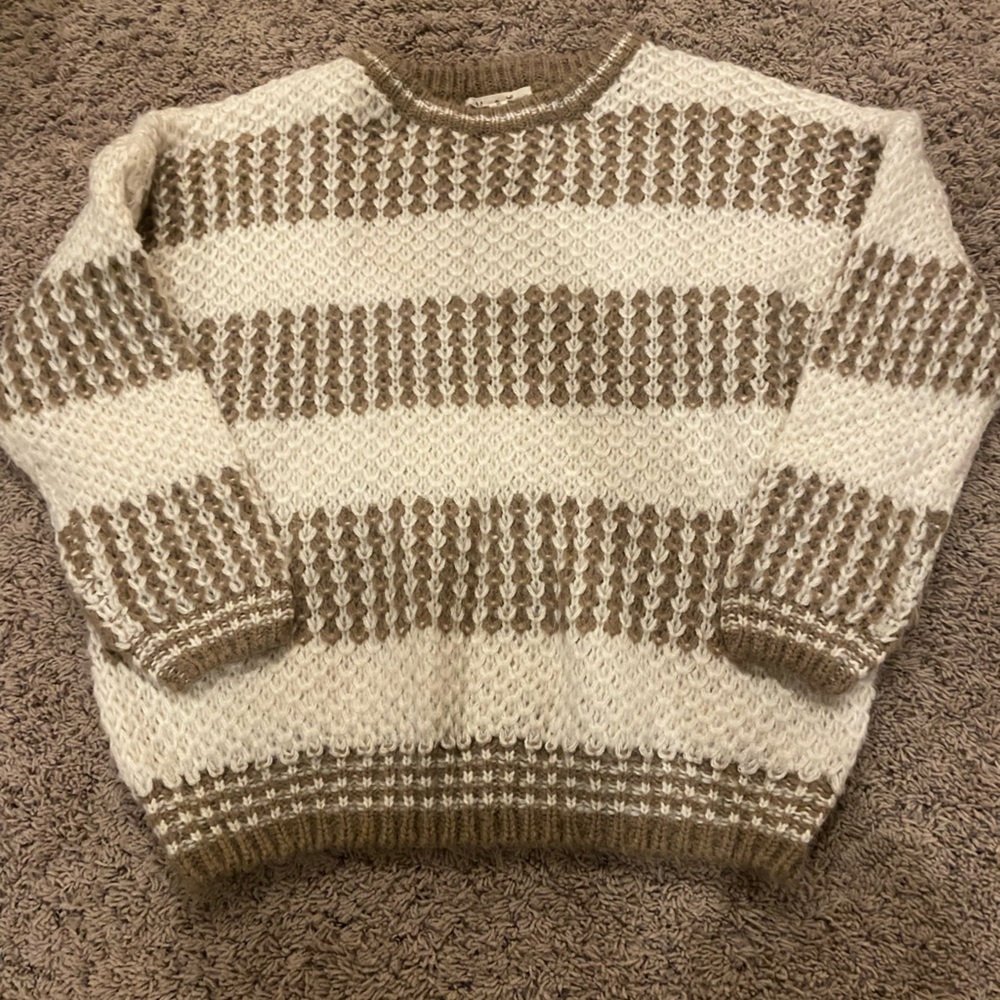 Brown and cream striped sweater